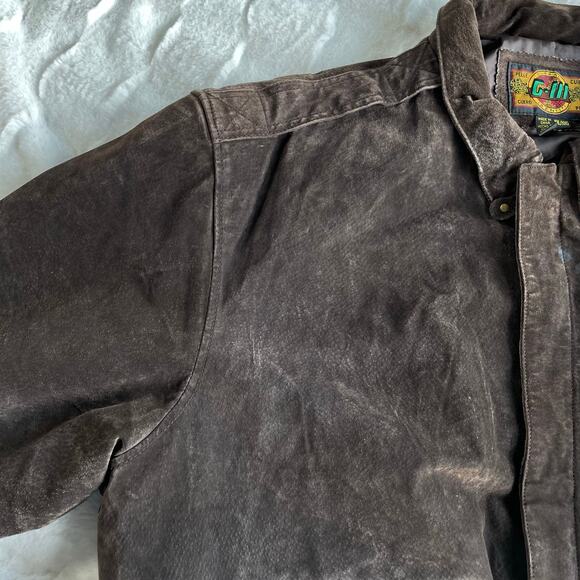 🔥VTG Global Identity G III Suede Bomber Jacket Rusty Brown Moto Utility XXL - Picture 9 of 15